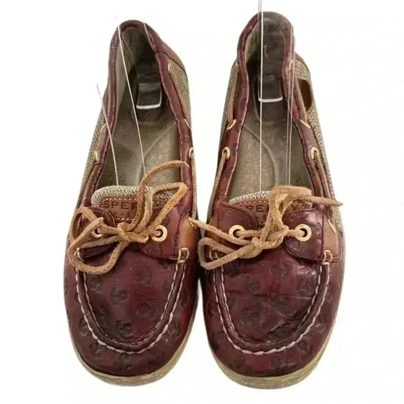 Sperry womens flats size 8 brown leather anchor embossed nautical boat shoes - Picture 12 of 12